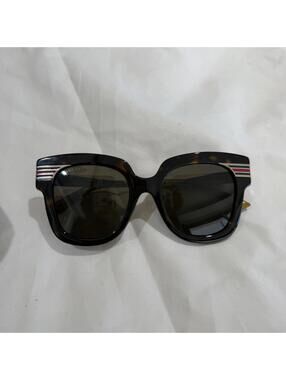 Gucci GG0281SA 002 Havana Oversized Square Sunglasses Sylvie Web Stripe